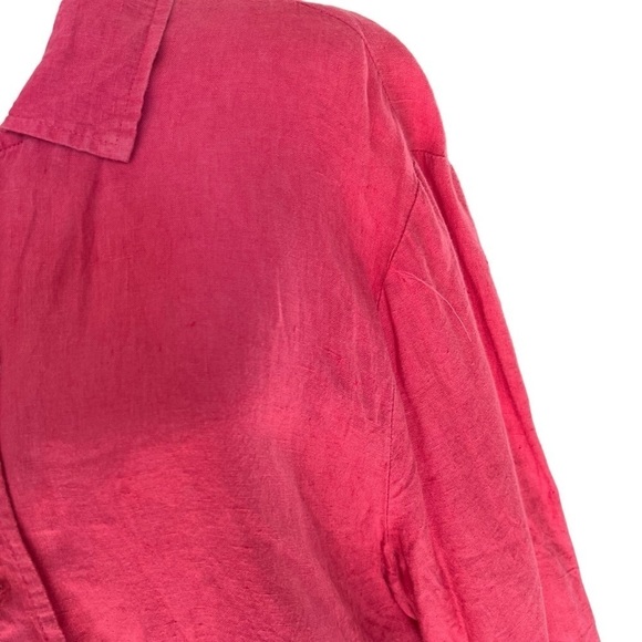 FLAX - Long Sleeve 100% Linen Button Down Shirt Blouse Sz S - Picture 4 of 8